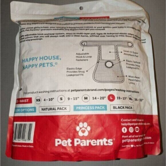 Pet Parents Washable Dog Diapers Princess 3 pk Large 19 - 27" waist - Picture 2 of 4